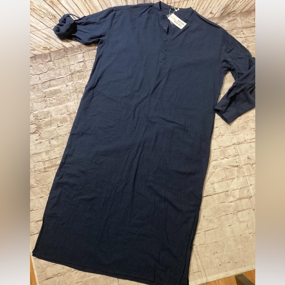 NWT TURETRENDY men’s long sleeve navy long kaftan loose fit size 2XL. - Picture 4 of 13